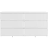 Commode CHELSEA 6 Tiroirs - Couleur blanc mat - L 154 x P 42,2 x H 79,9 cm
