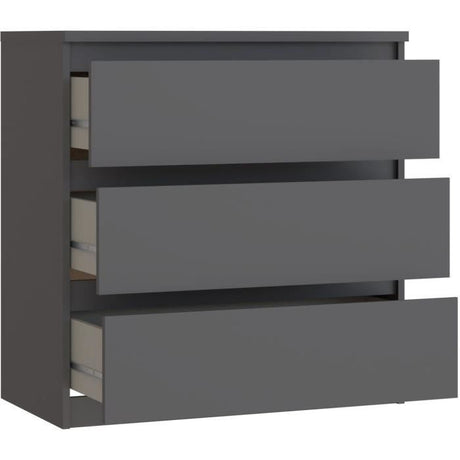 Commode CHELSEA 3 Tiroirs - Couleur gris anthracite - L 77,2 x P 42 x H 79,9 cm