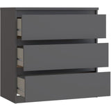 Commode CHELSEA 3 Tiroirs - Couleur gris anthracite - L 77,2 x P 42 x H 79,9 cm