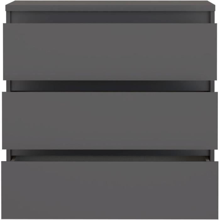 Commode CHELSEA 3 Tiroirs - Couleur gris anthracite - L 77,2 x P 42 x H 79,9 cm