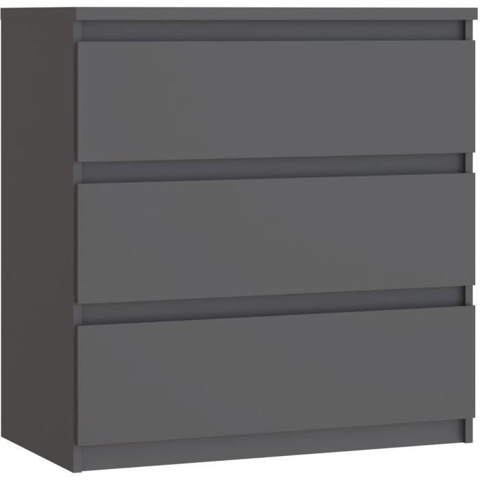 Commode CHELSEA 3 Tiroirs - Couleur gris anthracite - L 77,2 x P 42 x H 79,9 cm