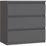 Commode CHELSEA 3 Tiroirs - Couleur gris anthracite - L 77,2 x P 42 x H 79,9 cm