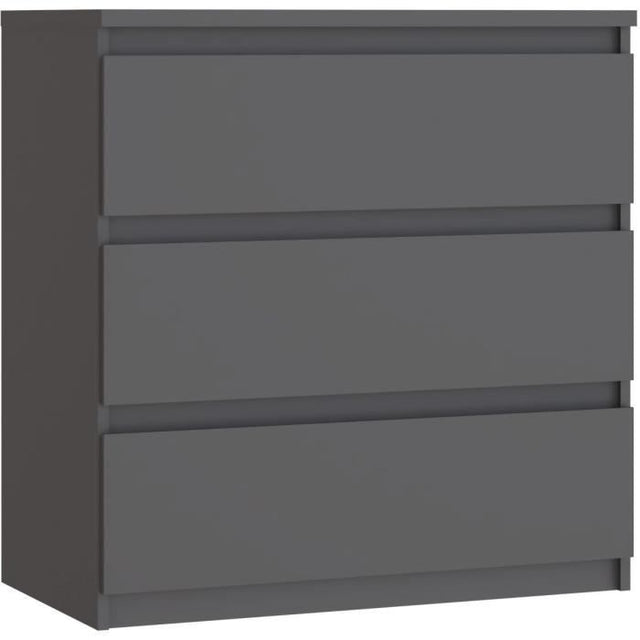 Commode CHELSEA 3 Tiroirs - Couleur gris anthracite - L 77,2 x P 42 x H 79,9 cm