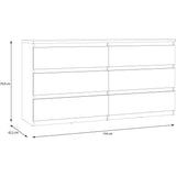 Commode - CHELSEA - 6 tiroirs - Anthracite - 154 x 42,2 x 79,9 cm
