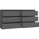 Commode - CHELSEA - 6 tiroirs - Anthracite - 154 x 42,2 x 79,9 cm