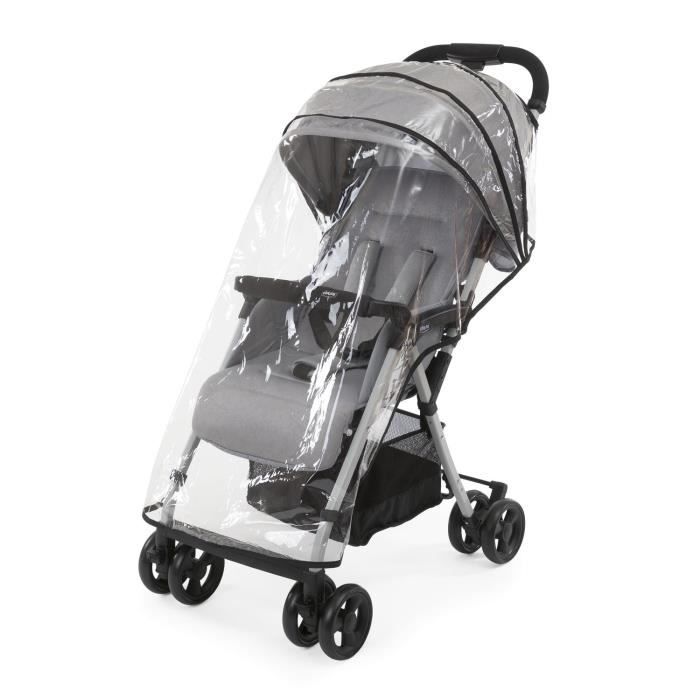 CHICCO Poussette compacte Ohlala 3 -  Des la naissance - Jusqu'a 15kg - Dossier inclinable - Arceau de sécurité - Grey mist