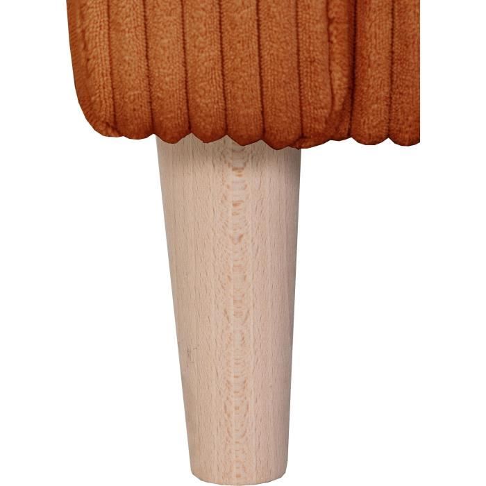 Canapé d'angle fixe - 3 places - CHIPY - Tissu Lincoln Terracotta - Pieds bois nature - 192 x 82 x 138 cm