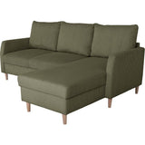 Canapé d'angle fixe - 3 places - CHIPY - Tissu Lincoln Kaki - Pieds bois nature - 192 x 82 x 138 cm