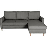 Canapé d'angle fixe - 3 places - CHIPY - Tissu Lincoln Anthracite - Pieds bois nature - 192 x 82 x 138 cm