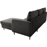 Canapé d'angle fixe - 3 places - CHIPY - Tissu Lincoln Anthracite - Pieds bois nature - 192 x 82 x 138 cm