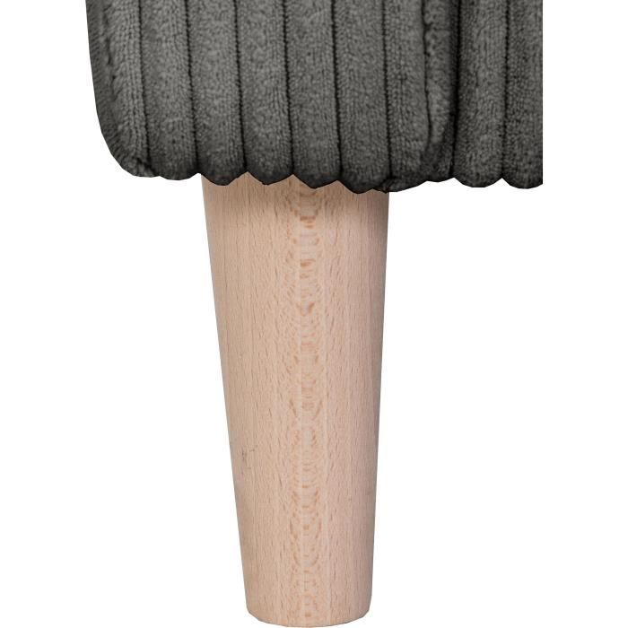 Canapé d'angle fixe - 3 places - CHIPY - Tissu Lincoln Anthracite - Pieds bois nature - 192 x 82 x 138 cm