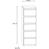 Commode CHELSEA 5 tiroirs - 41,8 cm - DÈcor optique bÈton clair KILOX et blanc mat