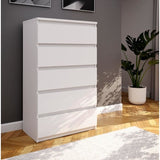 Commode CHELSEA 5 tiroirs - 77,2 cm - DÈcor blanc mat