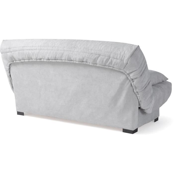 Banquette clic clac 3 places - Matelas 17 cm - Tissu gris clair - L199 x P96 x H103 cm - CHLoe