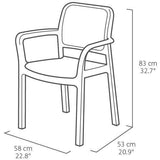 Allibert by KETER - Chloe - lot de 6 fauteuils de jardin - en résine aspect rotin tressé - gris graphite