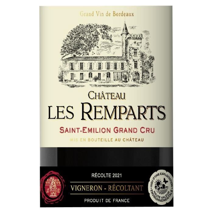 Ch‚teau Les Remparts 2021 Saint-Emilion Grand Cru - Vin rouge de Bordeaux