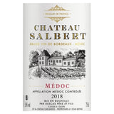 Château Salbert 2018 Médoc - Vin rouge de Bordeaux