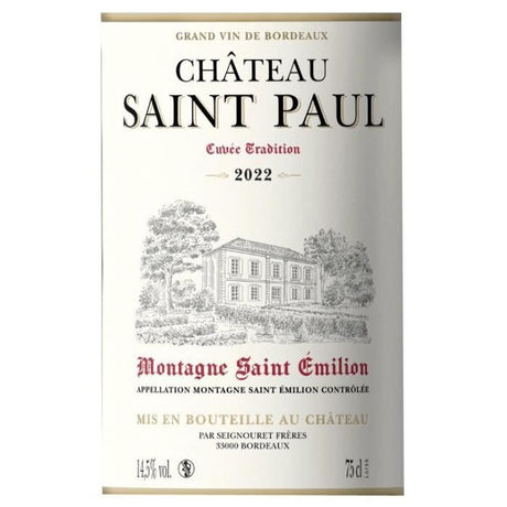 Château Saint Paul Cuvée Tradition 2022 Montagne Saint-Emilion - Vin rouge de Bordeaux