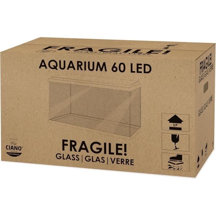 Aquarium - CIANO - 60 L - Filtre - LED - Chauffage - FOAM 30PPI - CF80 - Noir