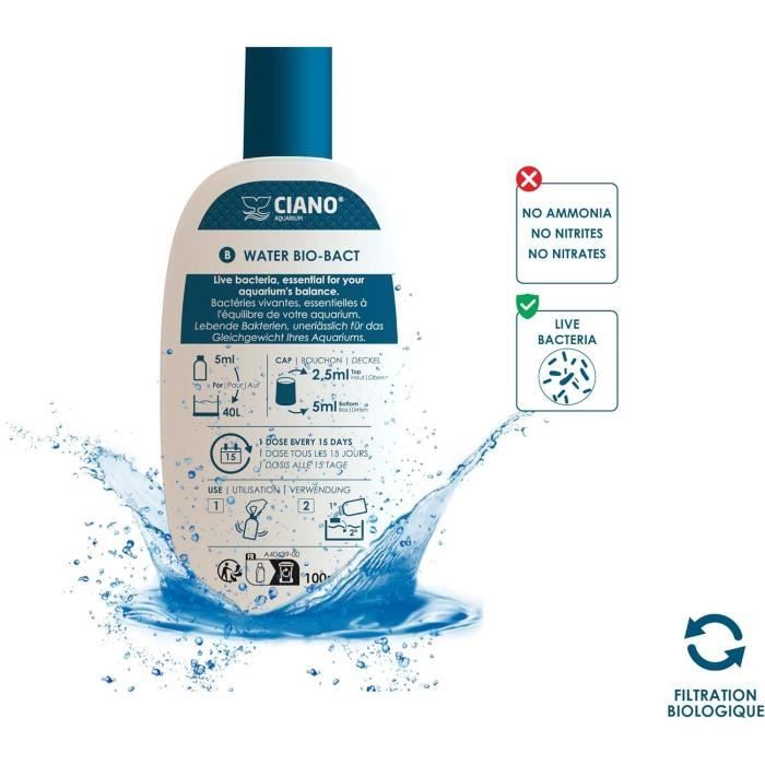 Traitement aquarium - CIANO - Pack Water Care 3 x 100 ml - Eau cristalline, santé poissons, entretien rapide