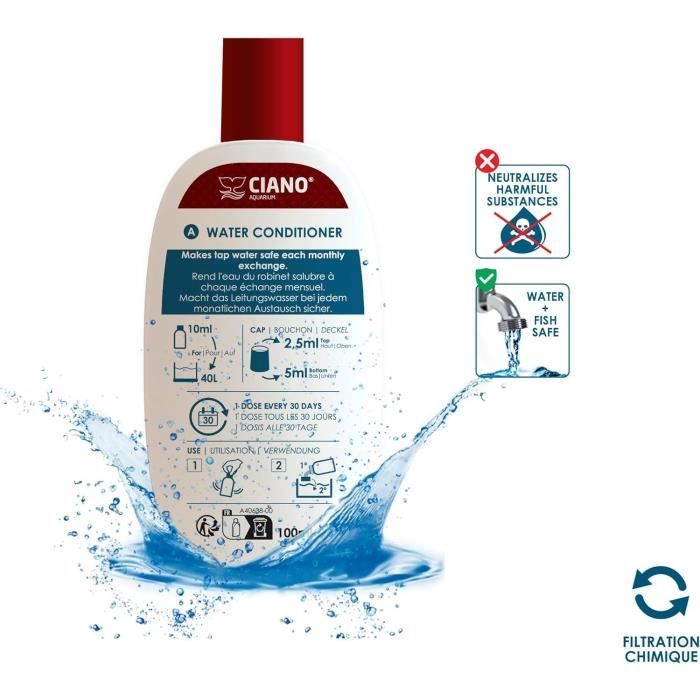 Traitement aquarium - CIANO - Pack Water Care 3 x 100 ml - Eau cristalline, santé poissons, entretien rapide