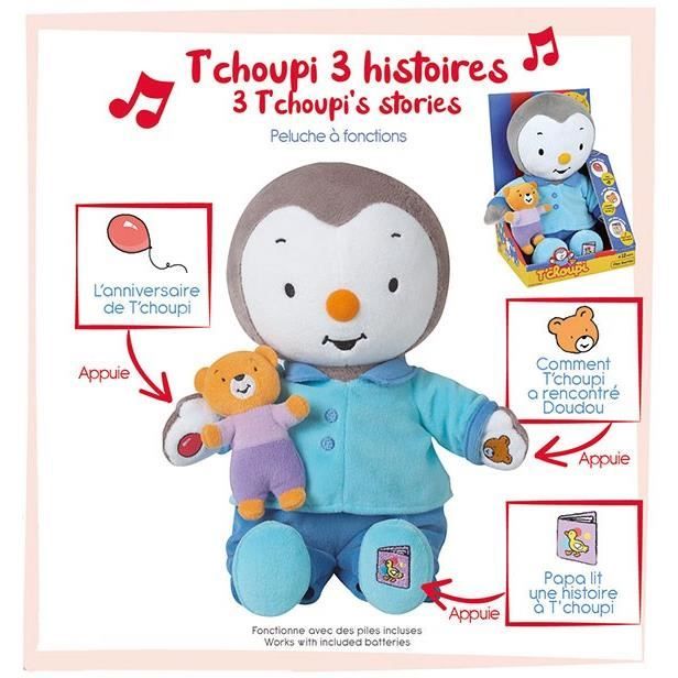 Peluche T'CHOUPI Raconte moi une histoire - JEMINI - ± 30 cm - Bleu - Enfant - Mixte