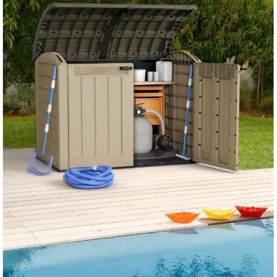 Keter Coffre de rangement KETER Store-It-out Ultra, coffre de jardin résistant aux intempéries, Beige - 2000L - 177x113x134 cm