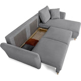 Canapé d'angle convertible réversible - 3 / 4 places - CLAUDIUS - Tissu Velours côtelé Anthracite - Coffre - 244 x 158 x 86 cm