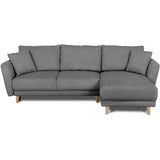 Canapé d'angle convertible réversible - 3 / 4 places - CLAUDIUS - Tissu Velours côtelé Anthracite - Coffre - 244 x 158 x 86 cm