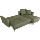 Canapé d'angle convertible réversible - 3 / 4 places - CLAUDIUS - Tissu Velours côtelé Kaki - Coffre - 244 x 158 x 86 cm