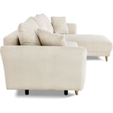 Canapé d'angle convertible réversible - 3 / 4 places - CLAUDIUS - Tissu Velours côtelé beige - Coffre - 244 x 158 x 86 cm