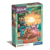 Puzzle 500 pieces Stitch compact, Pour enfants a partir de 3 ans, Theme dessins animés, CLEMENTONI
