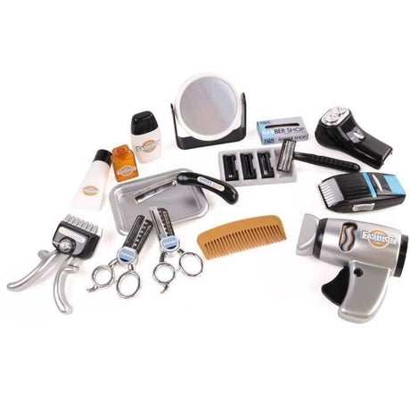 Set coiffeur - Jeu d'imitation Barbier - CLEMENT CLEMENTINE - Tondeuse, seche-cheveux, rasoirs - Des 3 ans