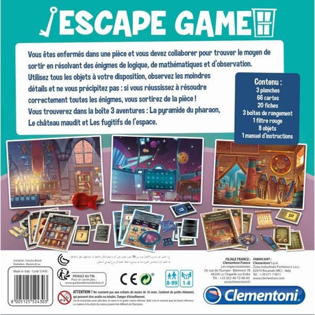 Clementoni - Escape Game - 3 pičces : Pharaon, Espace, Château - 1 ŕ 8 joueurs