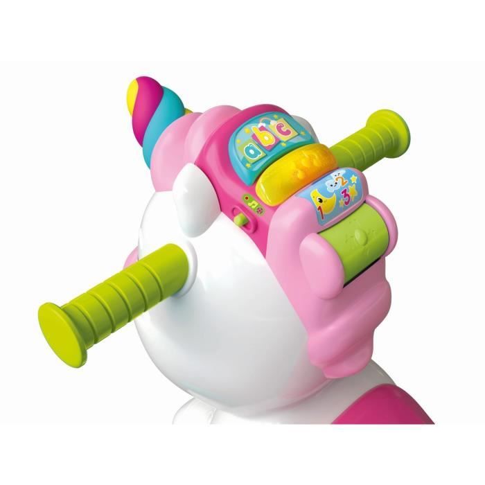 Licorne a bascule et a roues - Clementoni - Rose - Capteur de caresse et détecteur de mouvement
