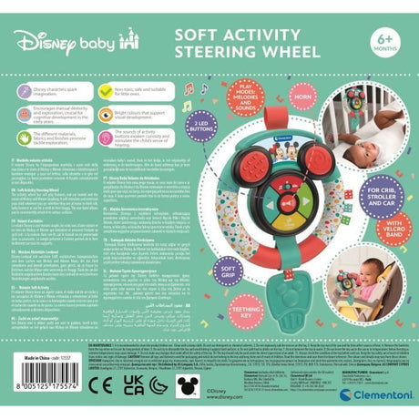 CLEMENTONI - Volant d'activités - Disney -  Sons et lumieres - Des 6 mois - Stimule la motricité fine et le développement cognitif