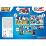 Clementoni - Edukit - Sonic - Coffret apprentissage 4 en 1 - 2 puzzles, 1 mémo, 1 jeu de 6 cubes - Fabriqué en Italie -Dés 4ans