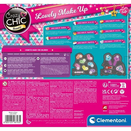 Clementoni - Coffret Maquillage Arc-en-ciel - 2 palettes fards a paupieres, rouge a levres et vernis a ongles - Dés 6 ans