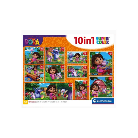 CLEMENTONI - Puzzle 10 en 1 - Dora