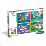 CLEMENTONI - Puzzle 4 en 1 - A Day with Unicorns