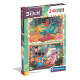 Puzzle 2x60 pieces Stitch, Pour enfants a partir de 3 ans, Theme dessins animés, CLEMENTONI
