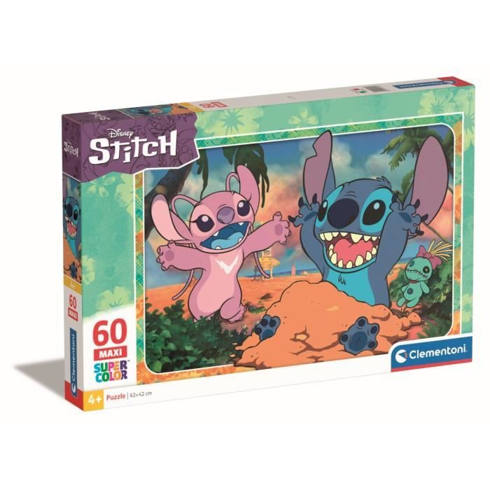 Puzzle Maxi Stitch 60 Pieces, Pour enfants a partir de 6 ans, Theme dessins animés, Taille 62 x 42 cm, CLEMENTONI