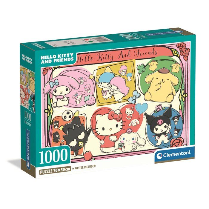 Puzzle 1000 pieces - Clementoni - Hello Kitty et ses Amis - Des 14 ans