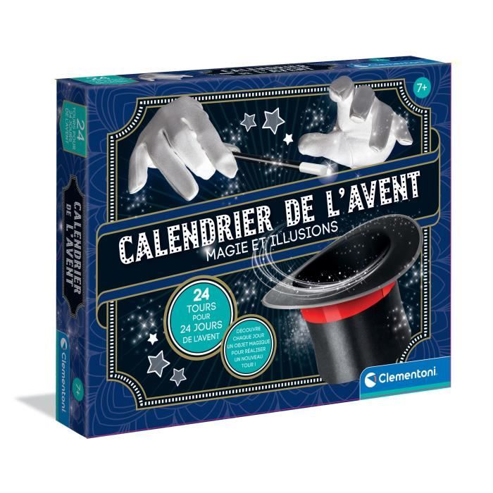 Calendrier de l'Avent Magicien, Theme Magie & Illusions, 24 tours différents, Inclus manuel illustré, CLEMENTONI 52855, Des 7 Ans