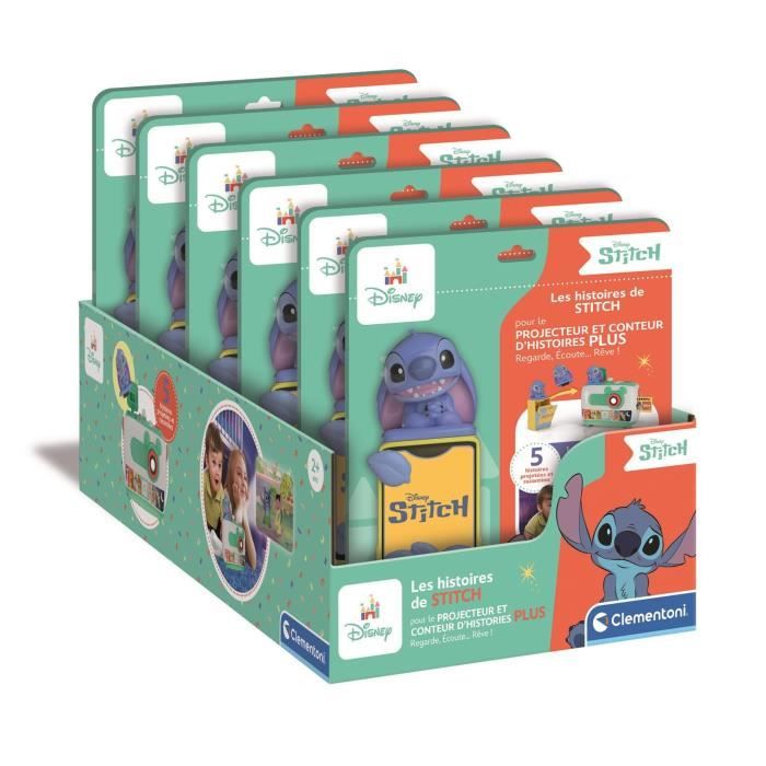 Clementoni, Recharge  Projecteur Conteur d'Histoires Plus, Les Histoires de Stitch, 5 Histoires Racontées et Projetées, Des 2ans