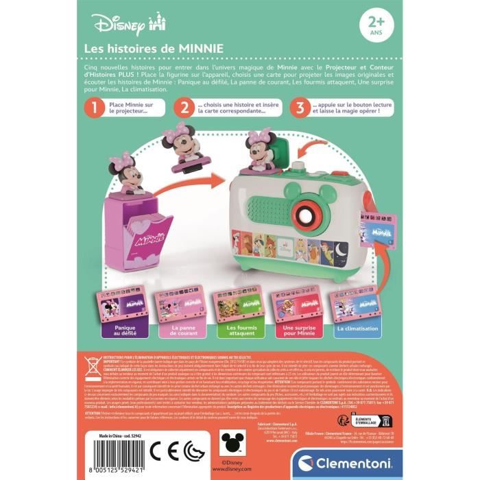 Clementoni, Recharge  Projecteur Conteur d'Histoires Plus, Les Histoires de Minnie, 5 Histoires Racontées et Projetées, Des 2ans