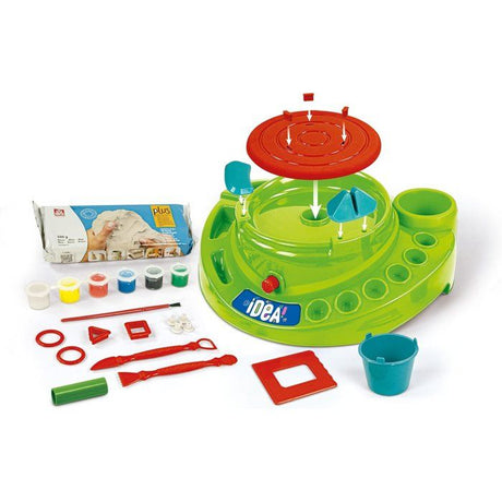 CLEMENTONI - L'atelier de Poterie - Tour de Potier Électrique - Des 7 Ans - Coffret Complet avec Argile, Peinture, Moules
