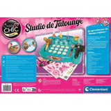 CLEMENTONI - Studio de tatouage temporaires pour enfant - Kit complet  - Pochoirs, peintures corps et transfert - Des 7 ans