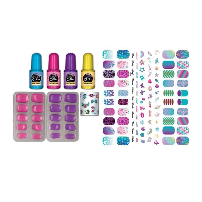 Clementoni - Kit manucure phosphorescents pour enfant - Vernis, faux ongles et autocollants - Des 7 ans