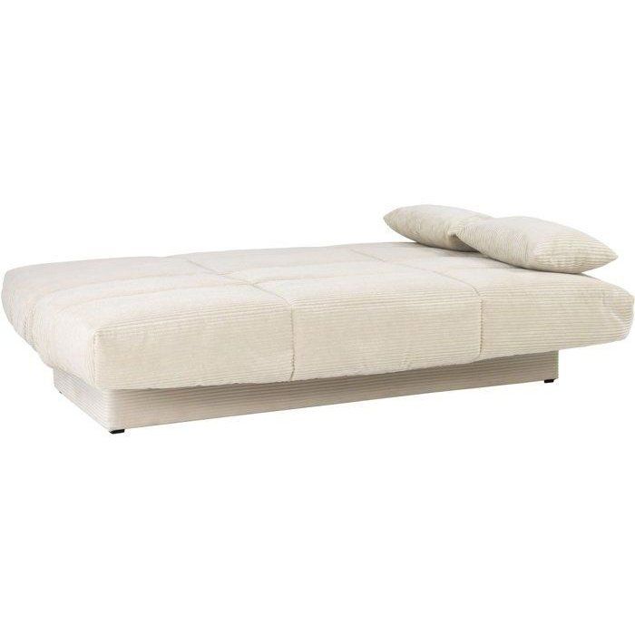 Banquette clic-clac CLEM - 3 places - Tissu en velours côtelé - Beige - Densité 20kg/m3 - 190 x 90 x 92 cm - Fabriqué au Portugal